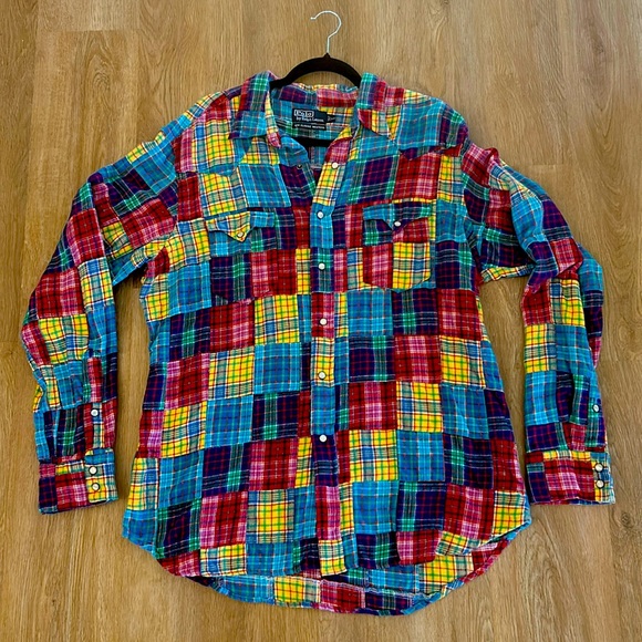 Polo Ralph Lauren Other - Polo Ralph Lauren men’s madeas patchwork Western long sleeve shirt. Size XL